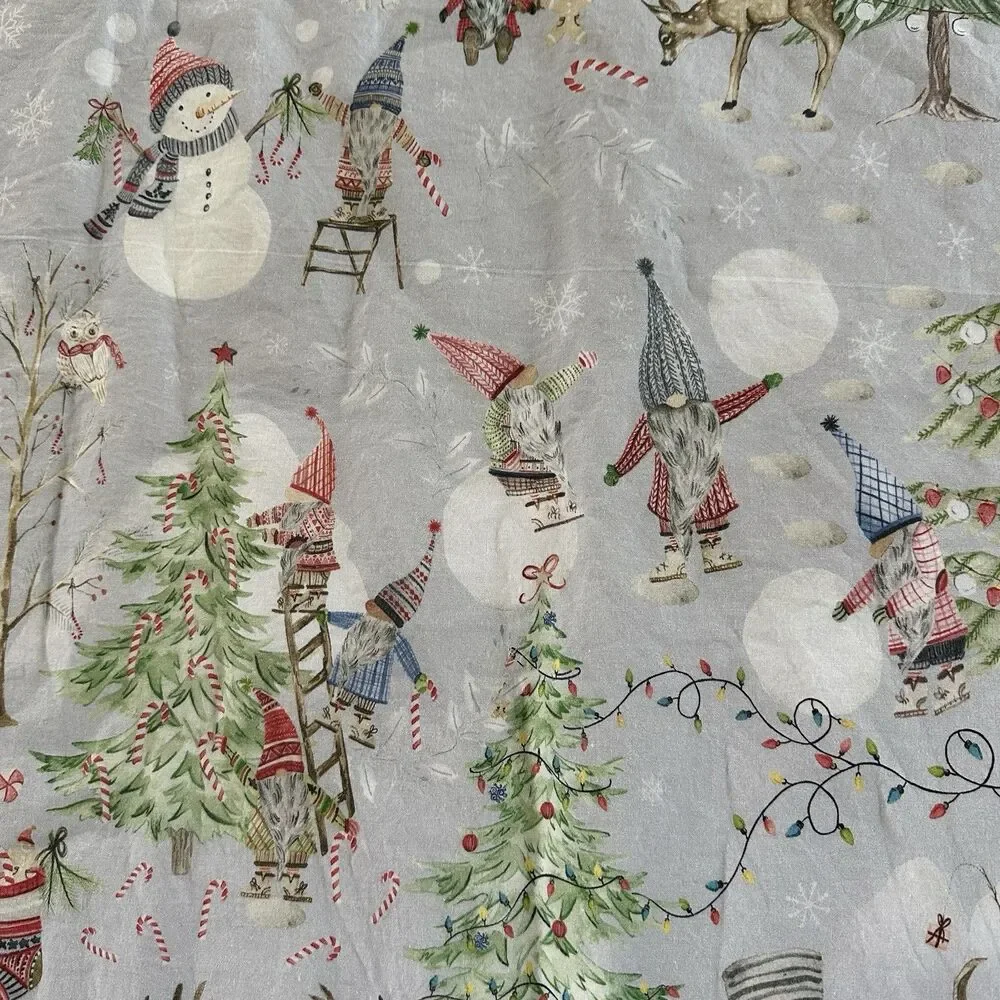 Pottery Barn SNOW DAY GNOME QUEEN / Full Duvet Cover CHRISTMAS SNOWMAN